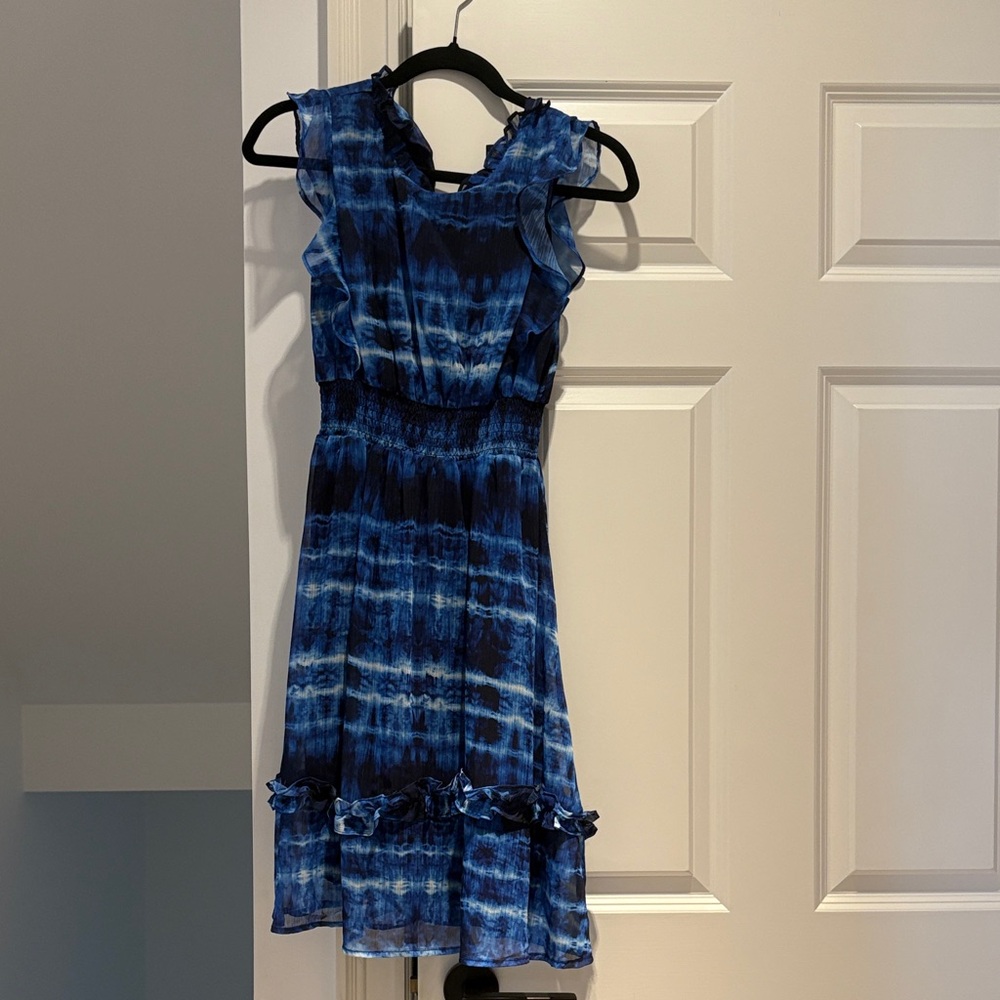 Aqua Blue Ti-Dye Girls Sleeveless Dress